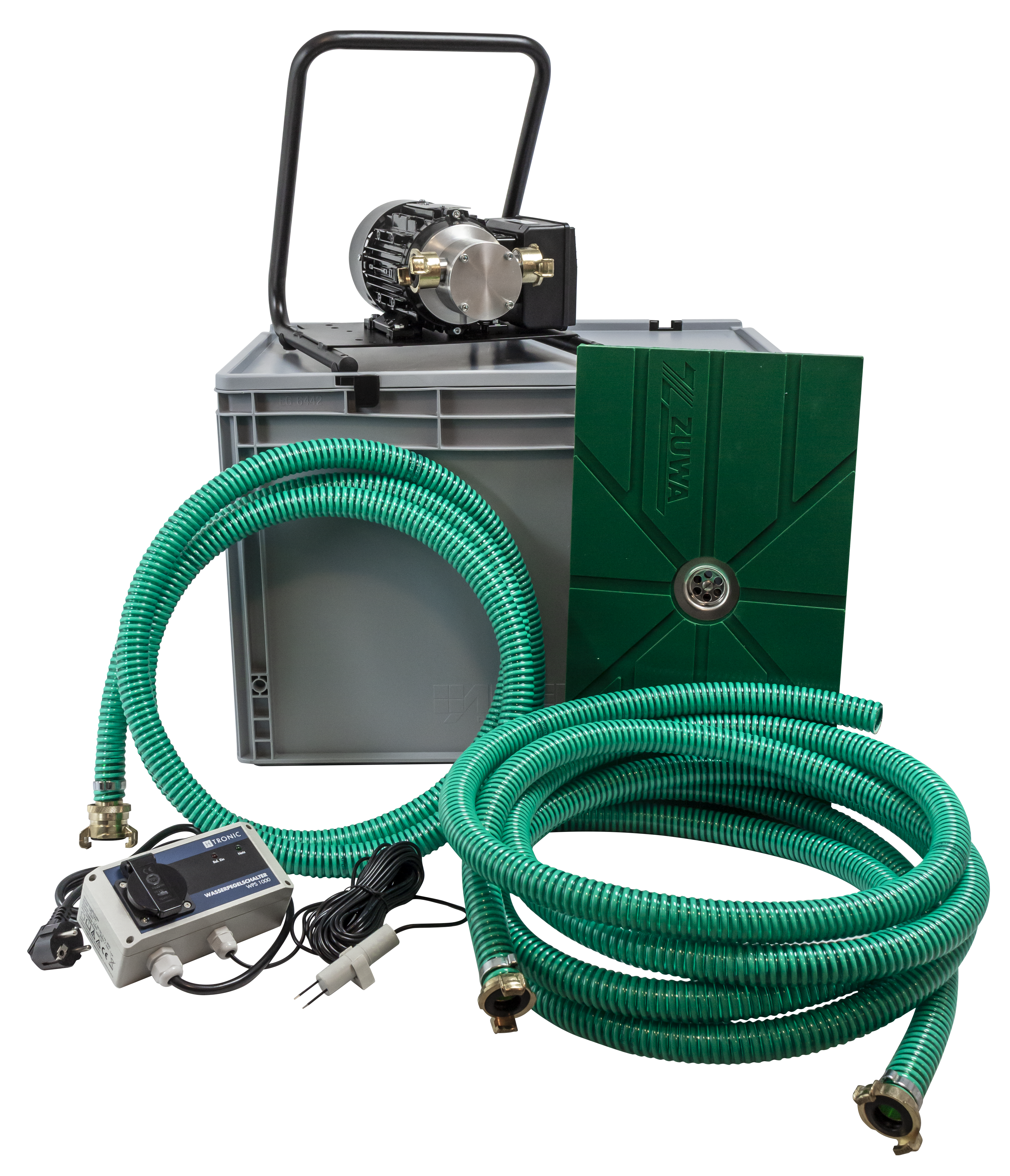 Impellerpumpe mit Motor, Kabel und Stecker