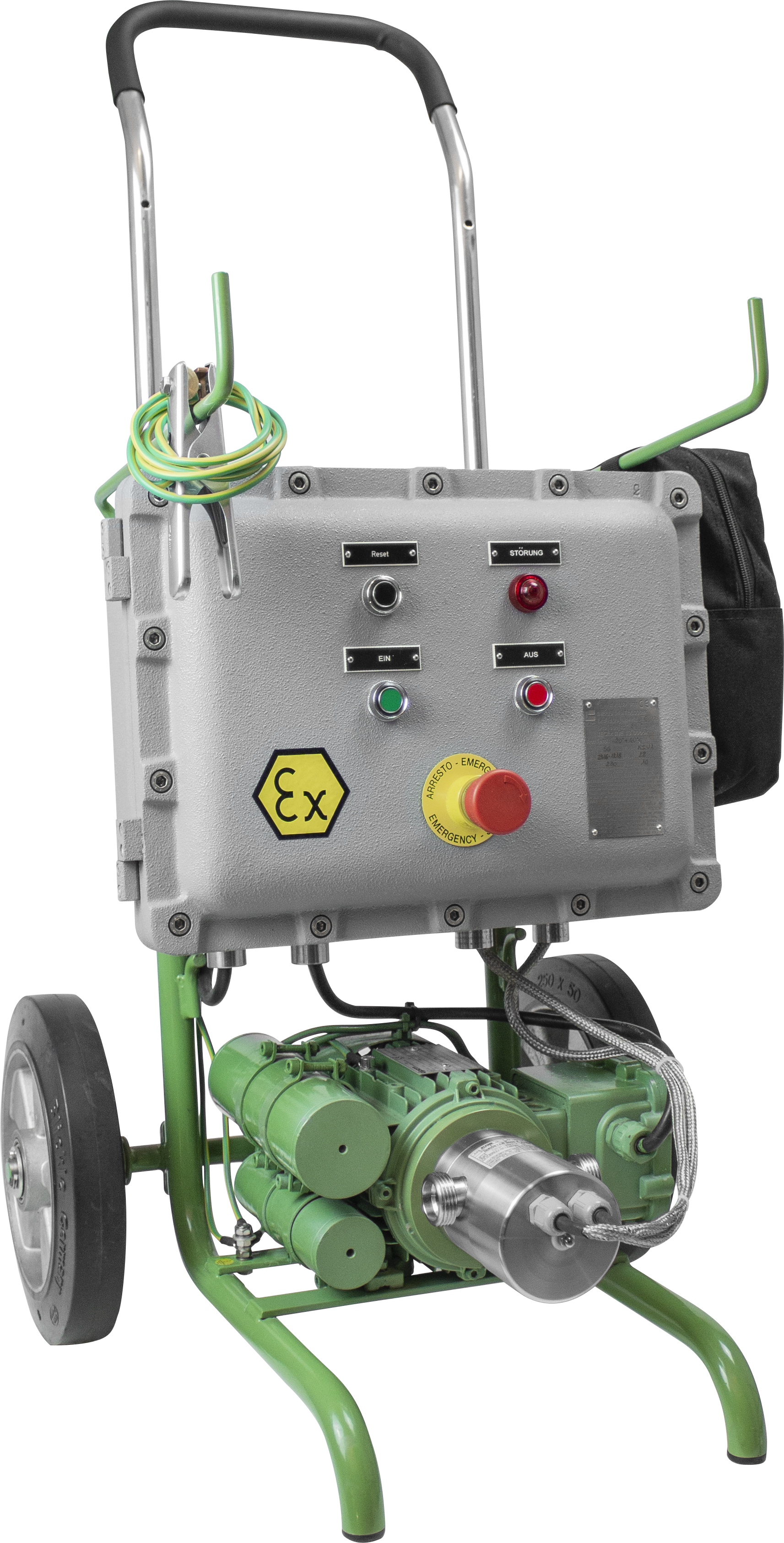 Impellerpumpe auf Fahrgestell und Steuereinheit