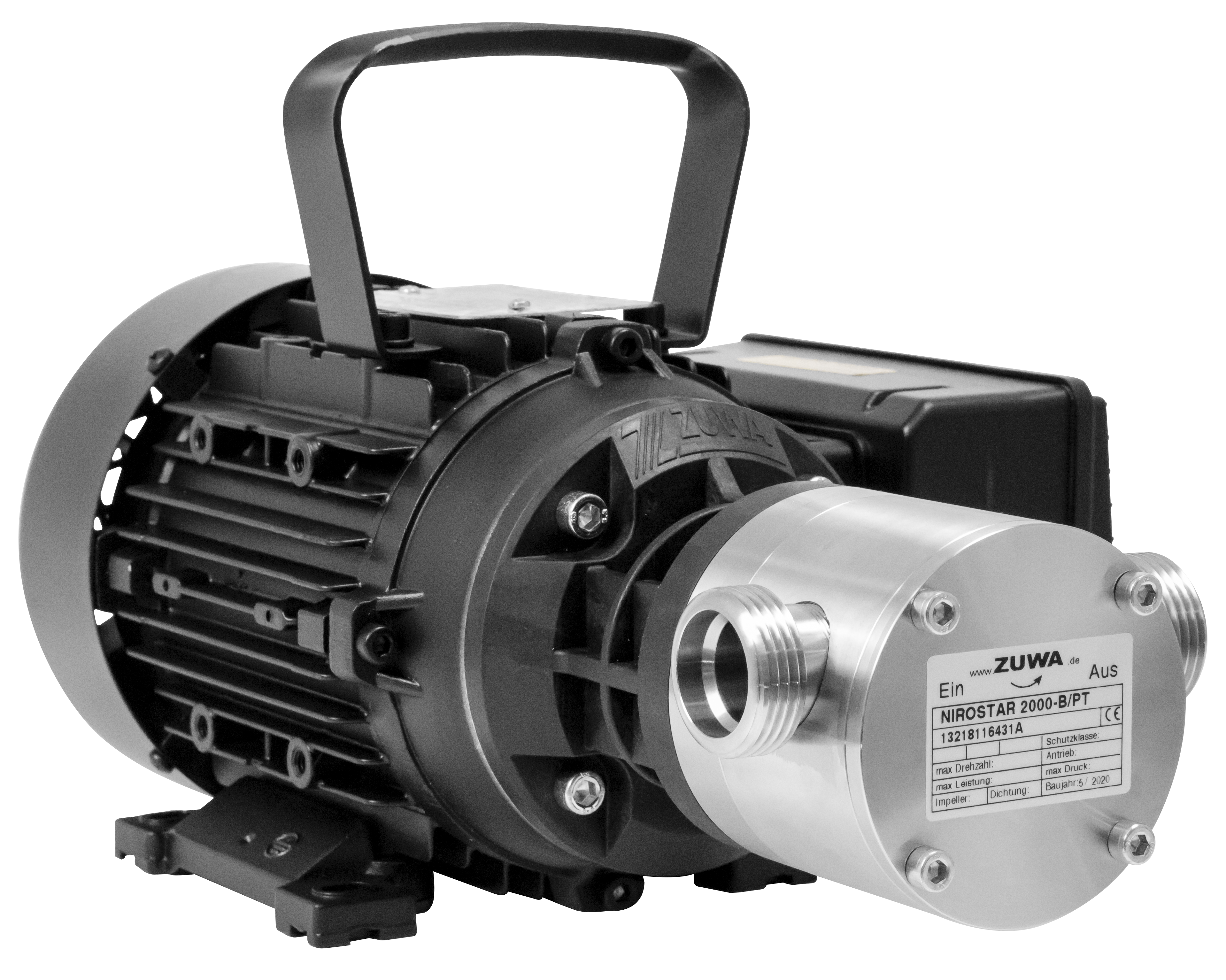 Impellerpumpe mit Motor, Kabel und Stecker